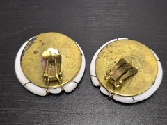 Vintage Milk Glass Signed Western Germany Clip On Earrings
