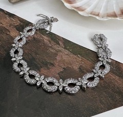 FAS STERLING SILVER 925 & CRYSTAL LINK BRACELET JEWELRY SAFETY CLASP 7.5” 🩶
