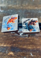 Ed Hardy Koi Fish Cufflinks Silver Tone NIB COA Christian Audigier Tattoo Art