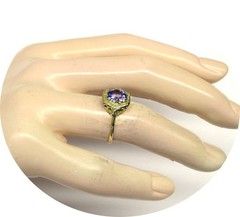 18k Ring – Bright Blue TANZANITE – Art Deco Yellow Gold Filigree Mtg…