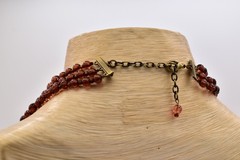 Yosca Vintage Amber Lucite Bead Cluster Statement Necklace Bib Signed 80s Bin3B