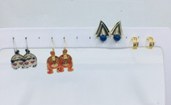 Vintage 4 Pairs Berebi Enamel Animal Dangle Drop & No Brand Huggie Stud Earrings