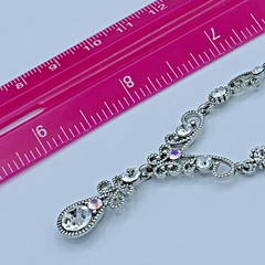VCLM 16-18 inch Silver Tone And Crystal Y-Drop Necklace 5-317
