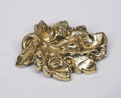 Antique brooch pin hollow rolled gold tube hinge C-clasp jewelry rose floral