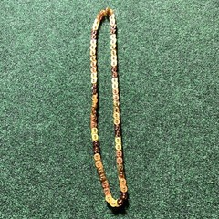 Button Necklace brown yellow autumn multicolor 16.5” drop metal connectors VTG