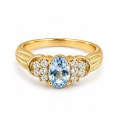 Vintage 1970s Cocktail Ring Size 9 Blue CZ 18KT Gold Plate – 14U