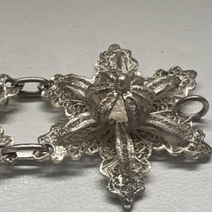 Antique Silver Bracelet featuring Finely detailed Filigree Flowers