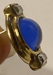 YSL Yves Saint Laurent Blue Glass Cabochon Gold-tone Pierced Earrings
