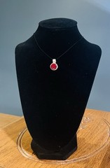 Red Gemstone Pendant From Mexico 925 Silver 3/4 Inches Long 1/2 Inch Wide ￼￼