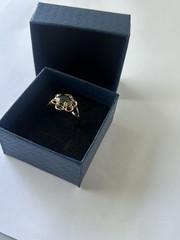 Vintage Green Cubic Zirconia Ring Gold Plated Womens Size 8
