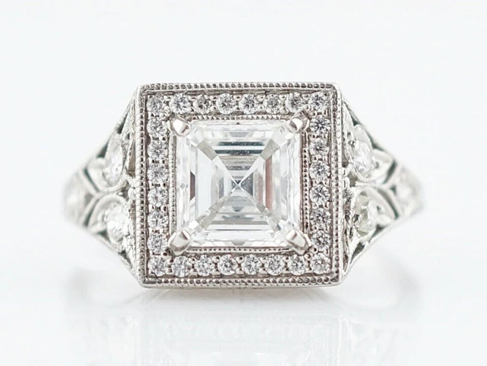 1920’s Royal Iconic Asscher Cut Lab-Created Diamond 925 Silver Vintage Ring