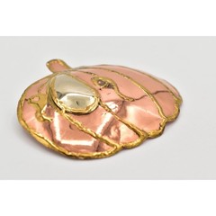 Vintage 3″ Brutalist Pumpkin Pin Brooch Pendant Large Copper Gold Chunky BinJ