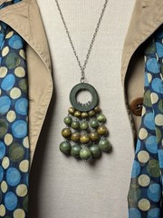 Vintage Aarikka Torikontti Green Geometric Kinetic 60s Pendant Necklace Finland