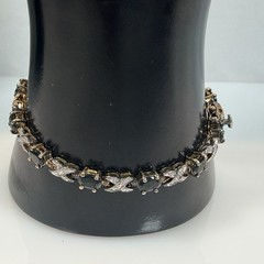Vintage Sapphire Tennis Bracelet XO Sterling Silver 925 Gold Vermeil 6.5″ PAJ