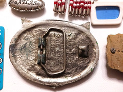 Lot of Odd Metal Items Belt buckles, ornaments, stop watch, rings, key chain +