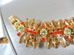 JULIANA D&E BOOK SET GRAND PARURE COFFIN RHINESTONES GOLD RED 5 PIECE SET