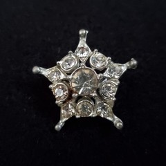 Vintage Pot Metal Lot Rhinestone Brooch Pendant Barrette Silver Tone