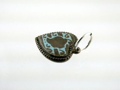 Vintage Sterling Silver Blue Enamel Puffy Heart Charm or Pendant .75 In Length