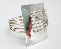 VTG Space Age Atomic MODERNIST Solid Sterling Silver Cuff Bracelet MCM 40.82g