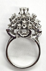 Vintage 14K White Gold 0.25CT Center Diamond Cluster Cocktail Ring Size 6 9.33gr