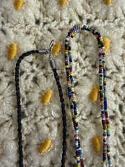 Lot Of 2 Vintage 90s GD Deadhead Hippie Seed Bead Polymer Clay Necklace