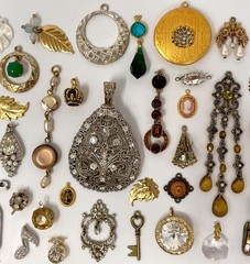 Lot Vtg & Modern Victorian Art Deco Style Pendants Findings Jewelry Craft Jv