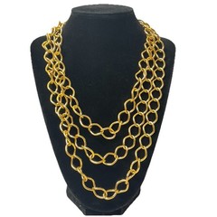 Multi Chain Necklace Gold Tone Linked Chunky Bold Layered 18 In