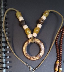 Vintage Boho Necklace Lot 8 Tribal Mask Wood Coconut Acrylic Metals Leather