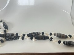 Vintage Suliemani Eyes Agate Beautiful Beaded Necklace Pearl