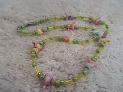 Turtle Dolphin Green Bead Necklace (C76)