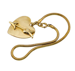 Vintage Forstner 12k Gold Filled Heart Arrow Charm Bracelet 6.75 In Snake Chain