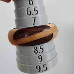 Vintage Inlay Wood Bangle Bracelets Chunky Lot Of 3 Sz 7.5-8