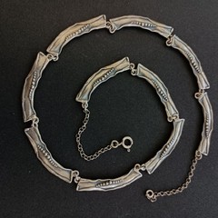 Vintage Israeli Silver Necklace Modernist Art Nouveau Revival Choker Handmade
