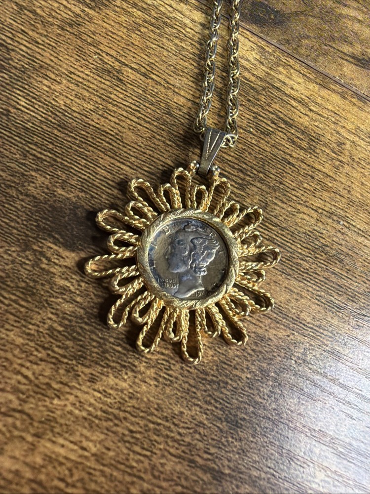 Mercury Dime 1941 Pendant Vintage Necklace