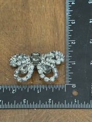 Vintage Smoky Gray Rhinestone Butterfly Brooch Silver Tone Nice!
