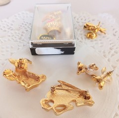 🐰 Lot #1 Vintage Now Bunny Rabbit Pin Brooch Earrings Marvella Avon Rhinestone