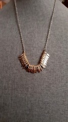 Vintage Rhinestone accent Gold Tone fringe Bib Necklace Silvertone Chain 26 in”