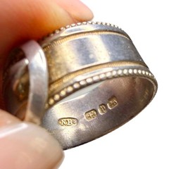 LUX Antique Sterling Silver Buckle Ring, 1880s Birmingham England, Size 8 1/2