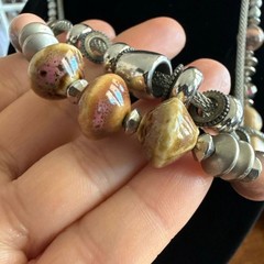 Vintage Statement Necklace Mixed Material Unique Stones 30 Inch Length