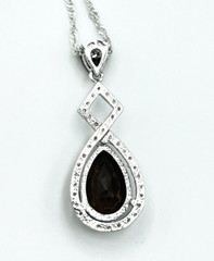Sterling Silver 925 FAS Brown Spinel Pear Shaped Halo Pendant Necklace