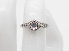 Antique 1920s BELAIS .25ct Natural Alexandrite 18k White Gold Filigree Ring