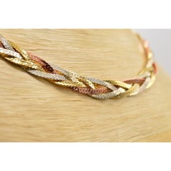 Vintage Multi-Chain Necklace Silver Gold Bronze Braided Chain NOS 1980s Bin3A
