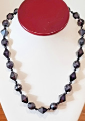Antique 14k Solid Gold Filigree Black Mourning Cocktail Bead Necklace See Video