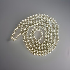 Vintage Rope Length Hand Knotted Faux Glass Pearl Necklace, 8mm Pearls, 56″