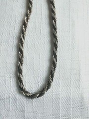 Vintage Silver Tone & Black Braided Necklace 24 Inches – As Pictured