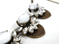 Vtg 2 Strands Chain Layered Pave Crystal Pendant Jewelry Brass Women Necklace