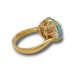 LARGE 8.79CT DIAMOND & AAA PARAIBA TOURMALINE 18K YELLOW GOLD 3D ENGAGEMENT RING
