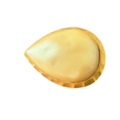 Vintage YSL Yves Saint Laurent Faux Pearl Brooch Mid Century Gold Tone 2 inches