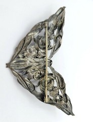Silver Plated Art Nouveau Fairy Wing Blue Stone Sash Pin