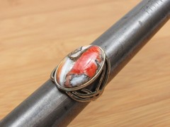 JTV Sterling Silver Spiny Oyster Copper Ring 925 Designer BBJ Size 8.75